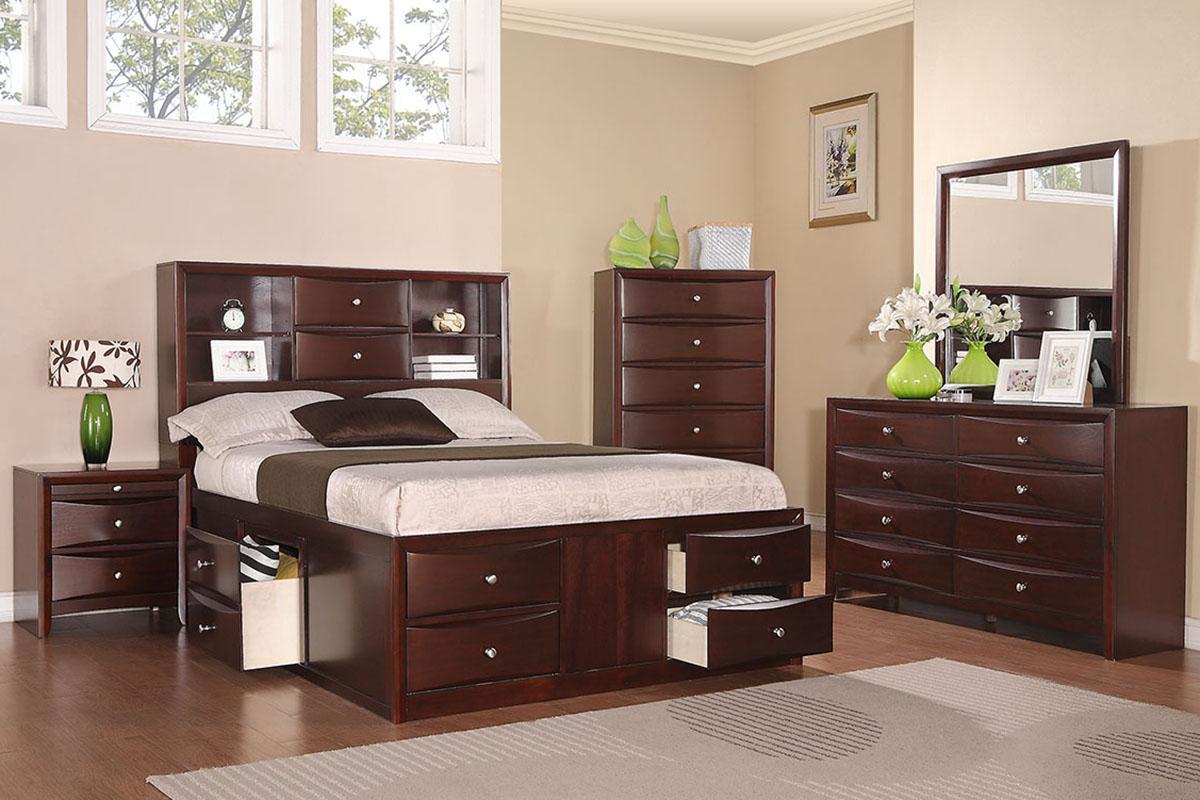 

    
Brown Wood Queen Storage Bed F9234 Poundex Modern
