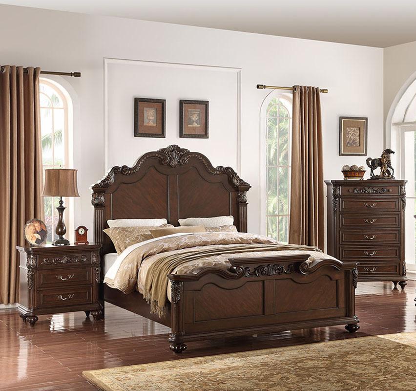 Modern, Traditional Platform Bed F9385 F9385Q in Brown 