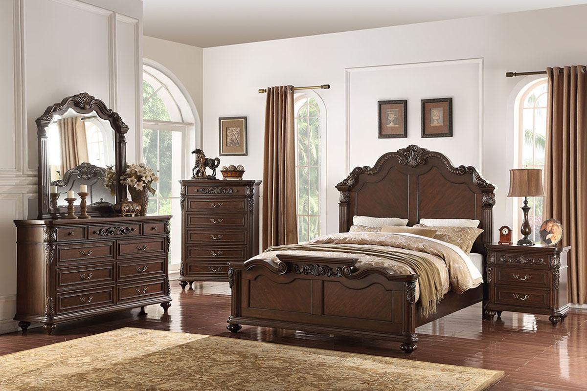 

    
Queen Bed F9385 Solid Pine Brown Wood Poundex Traditional
