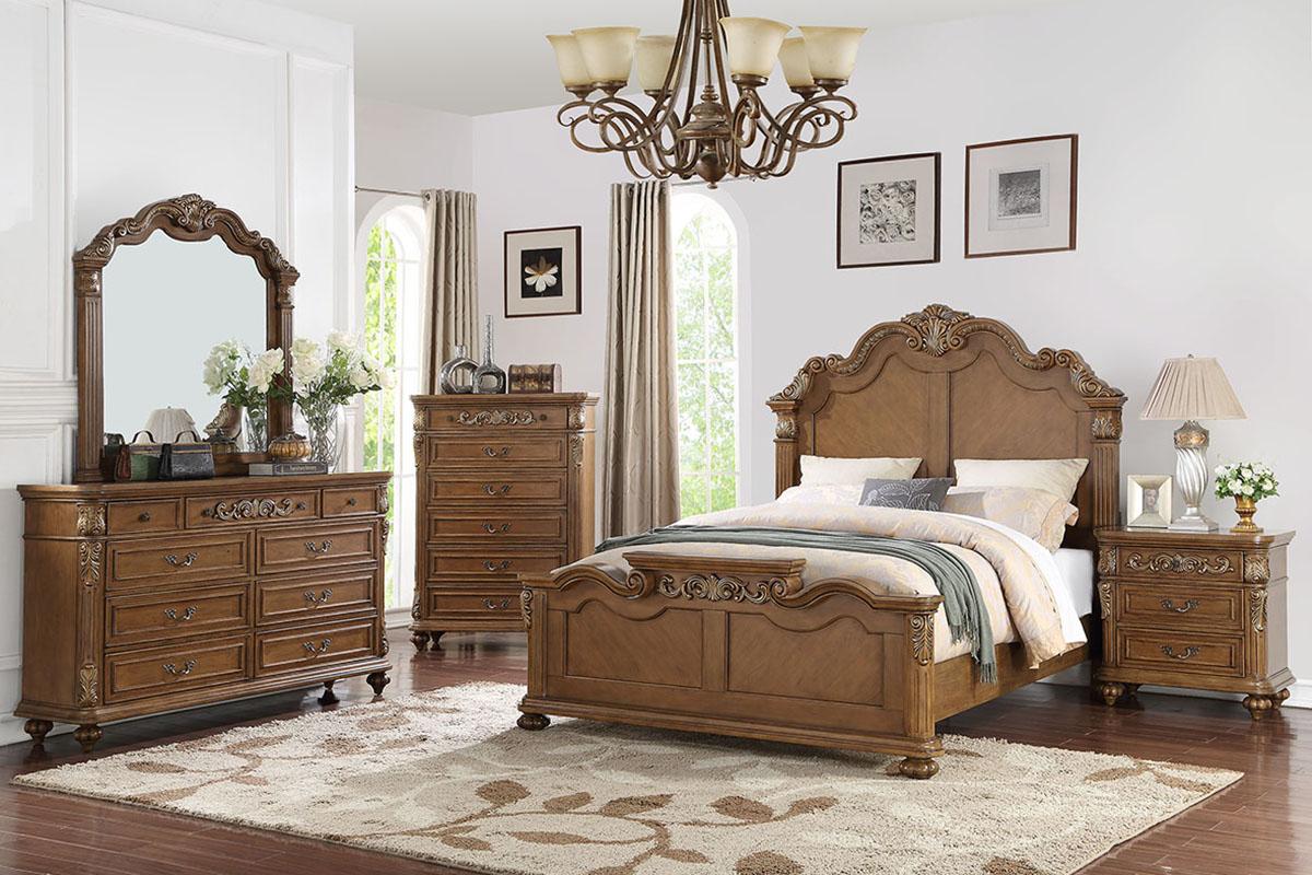 Modern Panel Bed F9387 F9387Q in Brown 