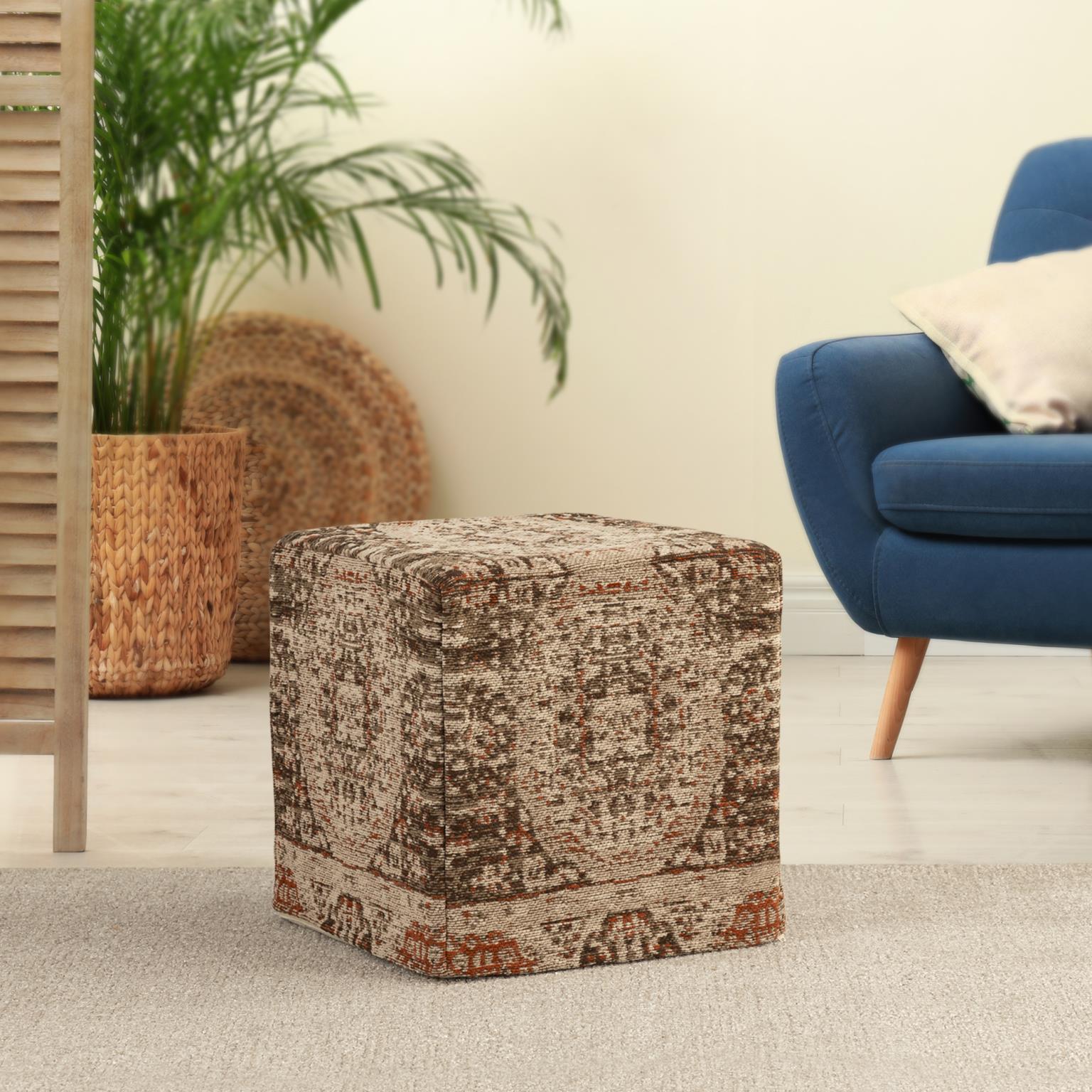 

    
Modern Brown Wood Square Pouf Albany Living 1808
