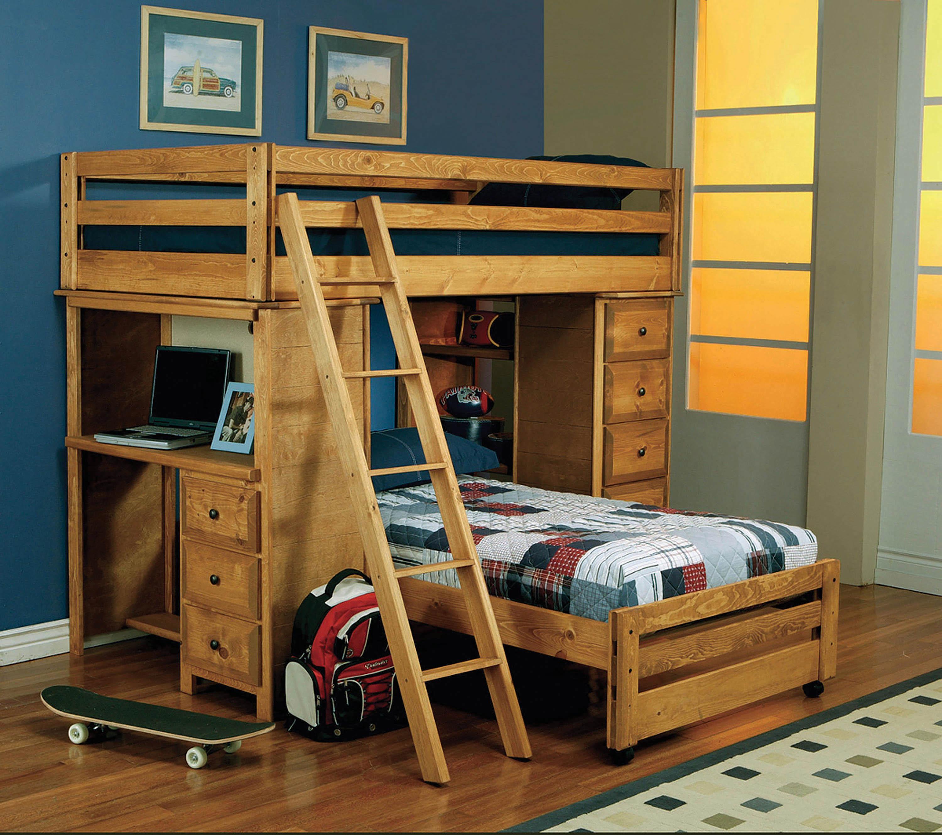 Modern Bunk Bed Wrangle Hill 460141 in Brown 