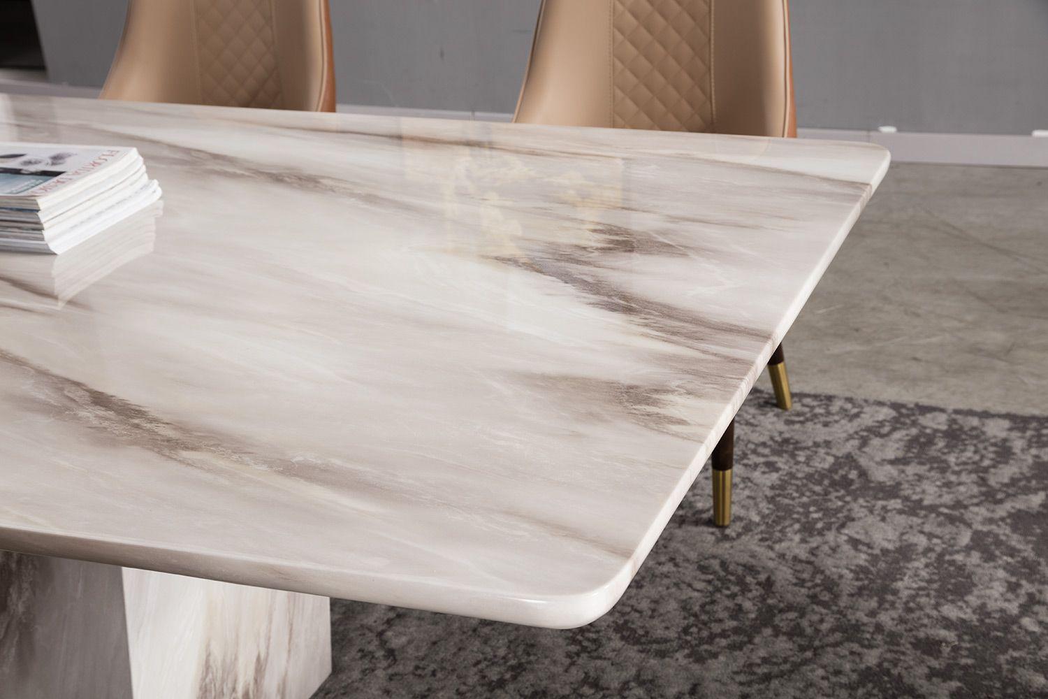 

    
Modern Carrara Faux Marble Finish Top Dining Table American Eagle DT-H216
