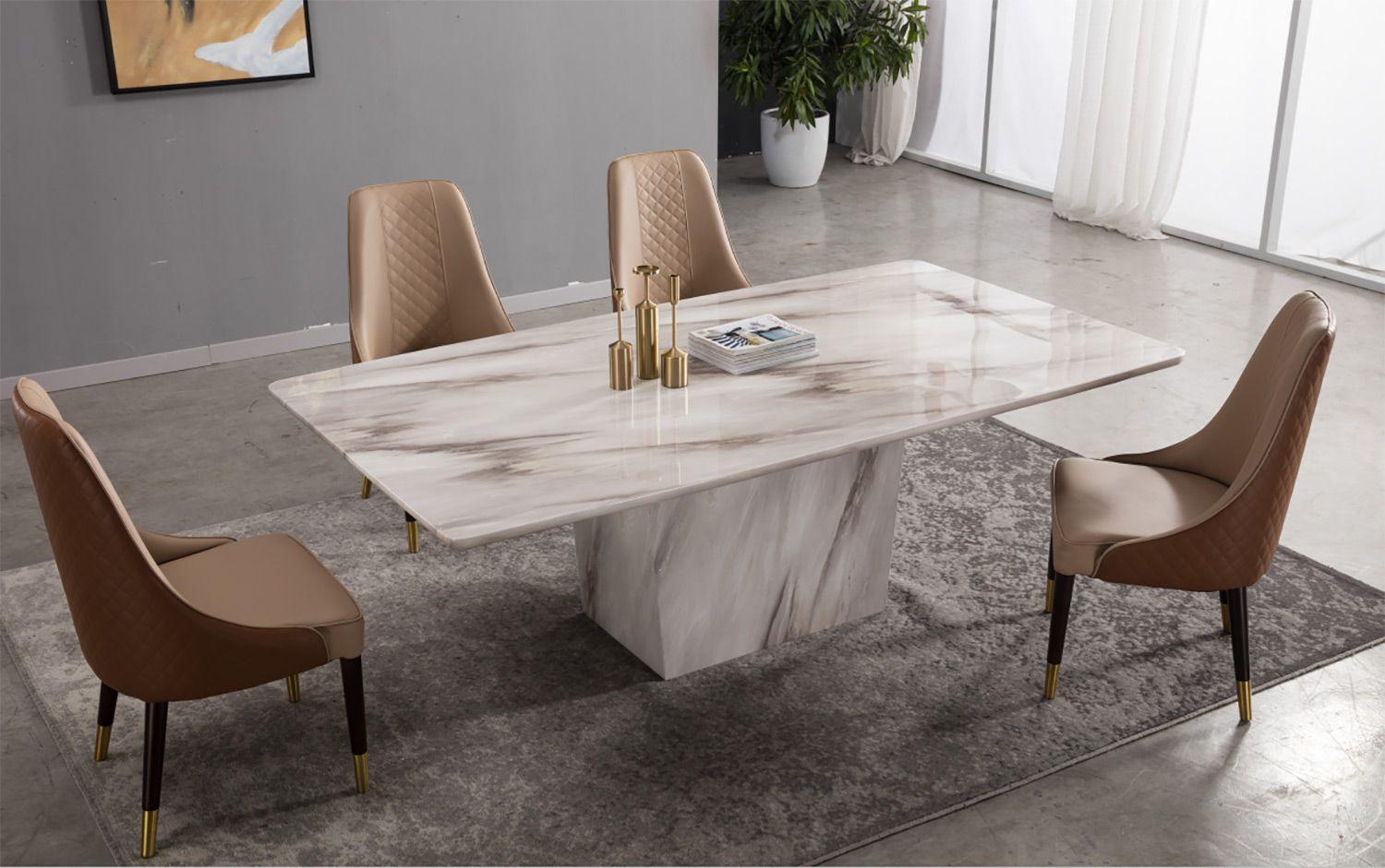 

    
Modern Carrara Faux Marble Finish Top Dining Table American Eagle DT-H216
