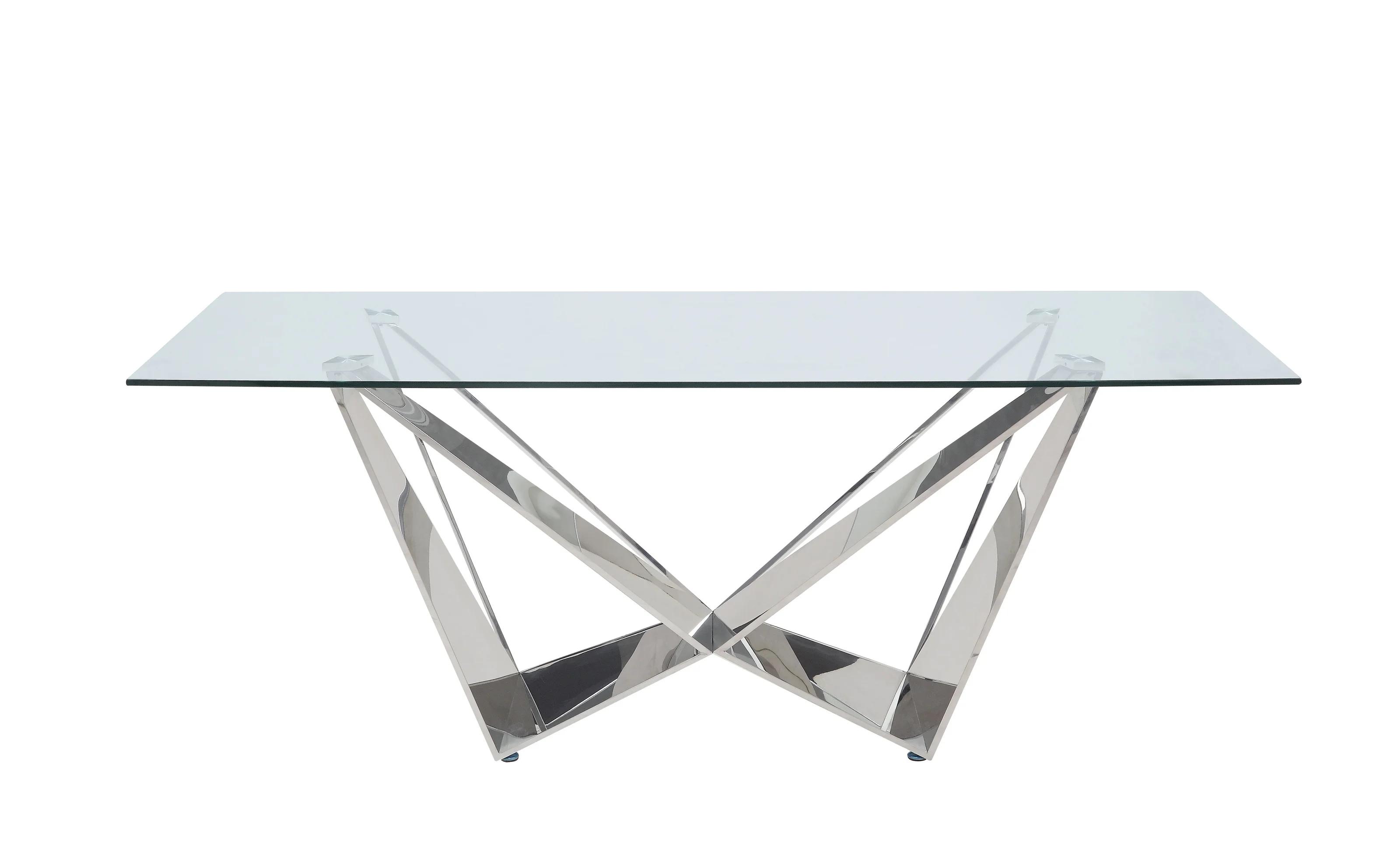 

    
Modern Clear Glass & Stainless Steel Dining Table by Acme Dekel 70140

