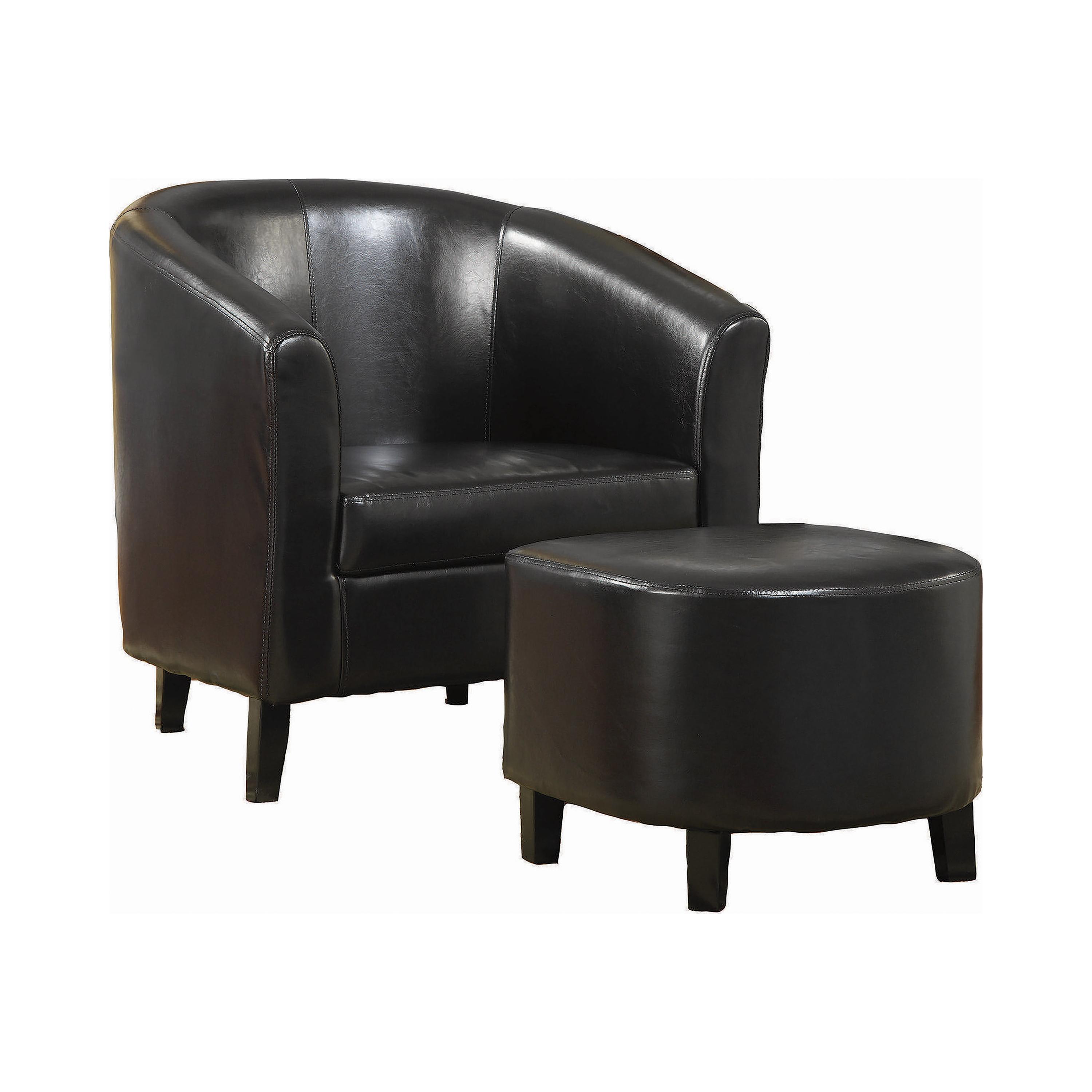 Modern Accent Chair and Ottoman 900240 900240 in Dark Brown Leatherette