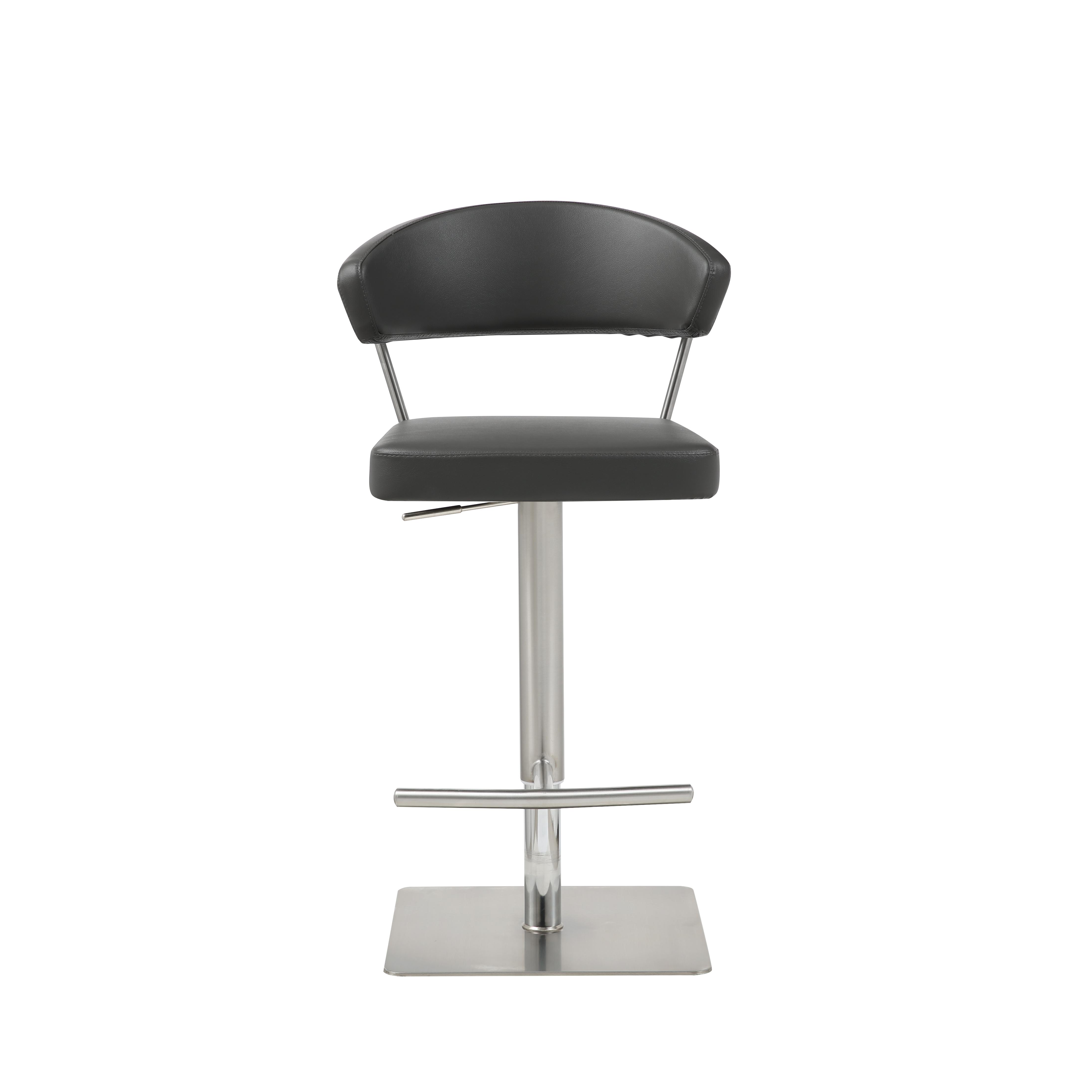 Modern Bar Stool BS1623P-DGRY Maureen BS1623P-DGRY in Dark Gray Faux Leather