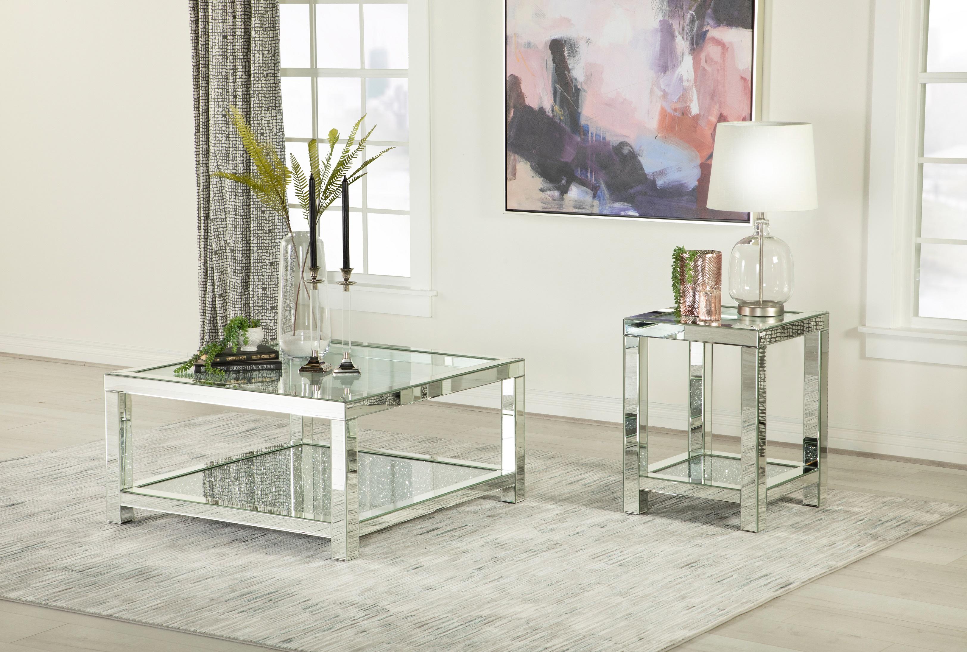 Modern Coffee Table Set 736218-S2 736218-S2 in Clear 