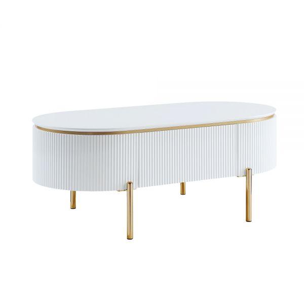 Modern Coffee Table Daveigh Coffee Table LV02464 LV02464 in White, Gold 
