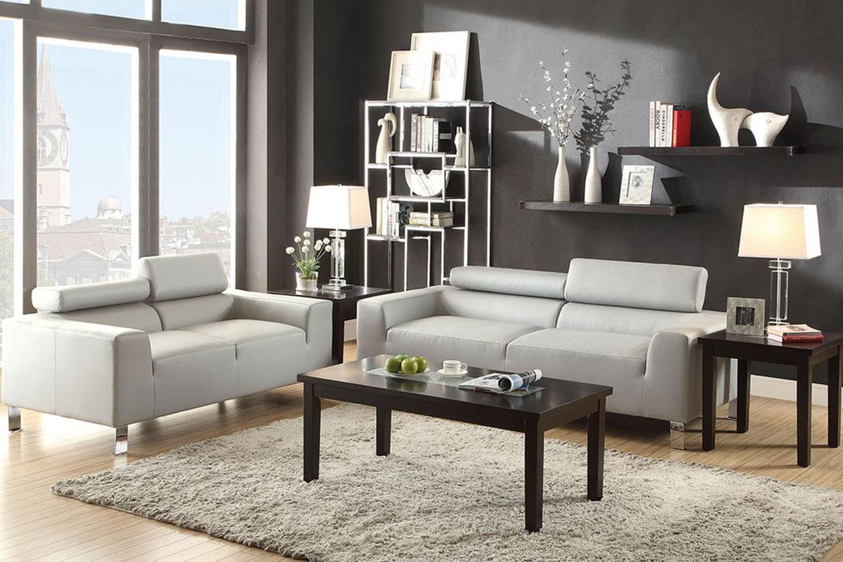 

    
Gray Bonded Leather Sofa Loveseat Set 2 Pcs F7265 Poundex Modern
