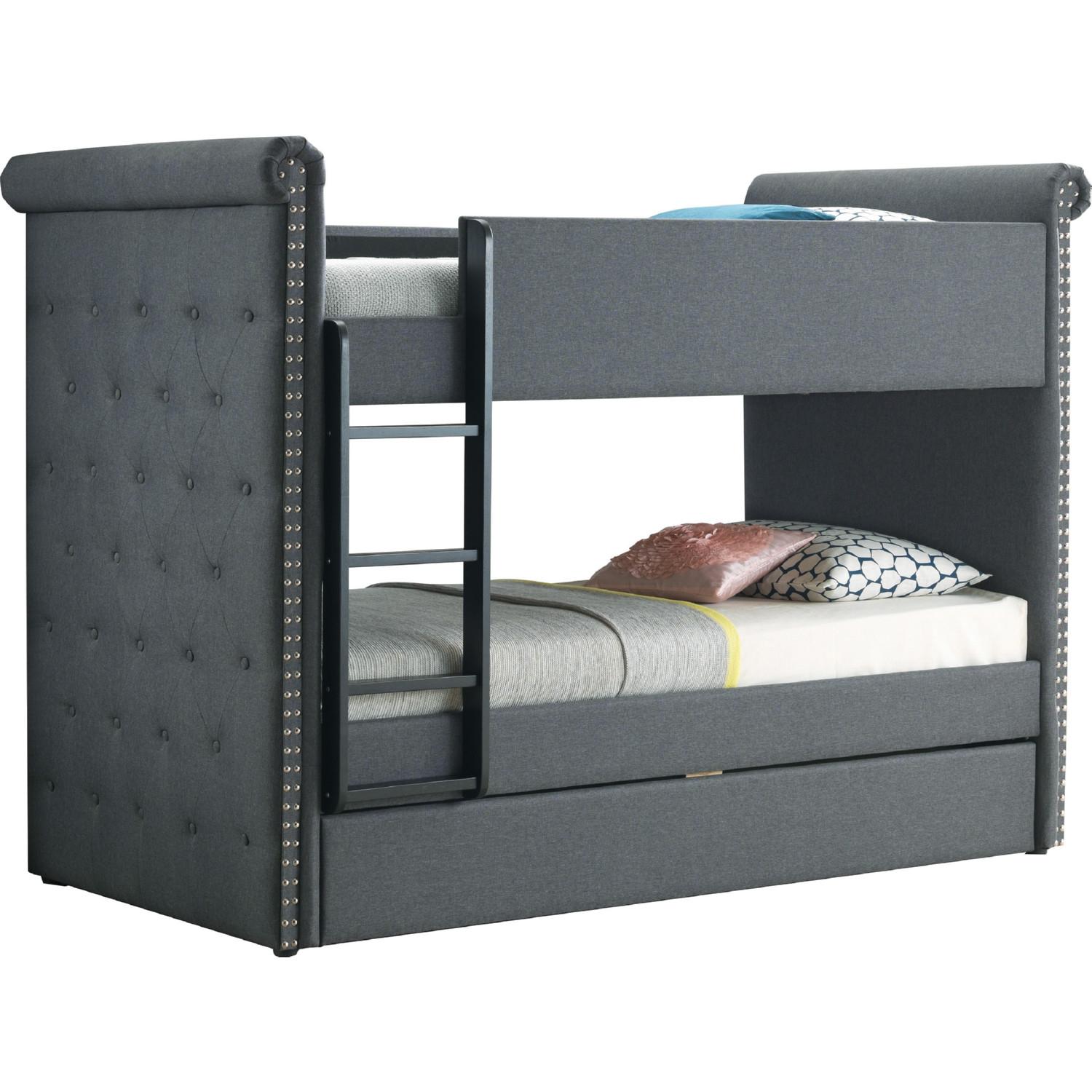 

    
Modern Gray Fabric Twin/Twin Bunk Bed by Acme Romana 37855

