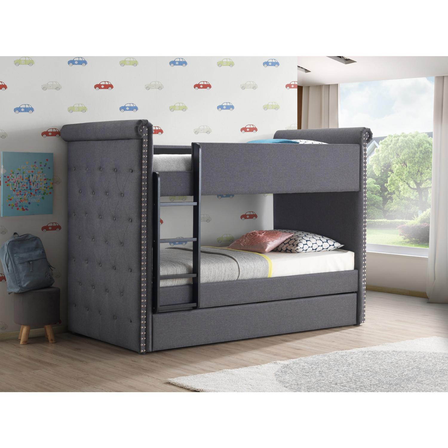 

                    
Acme Furniture Romana Twin/Twin Bunk Bed Gray Fabric Purchase 
