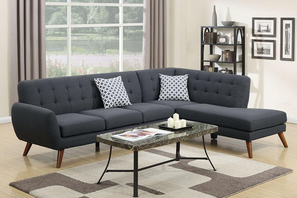 Contemporary, Modern 2-Pcs Sectional Sofa F6954 F6954 in Gray Fabric