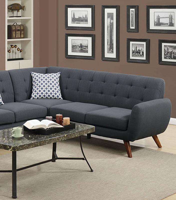 

    
Poundex Furniture F6962 2-Pcs Sectional Sofa Gray F6962
