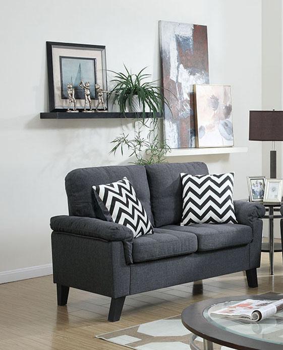 

    
Modern Gray Fabric Upholstered 2-Pcs Sofa Set F6905 Poundex
