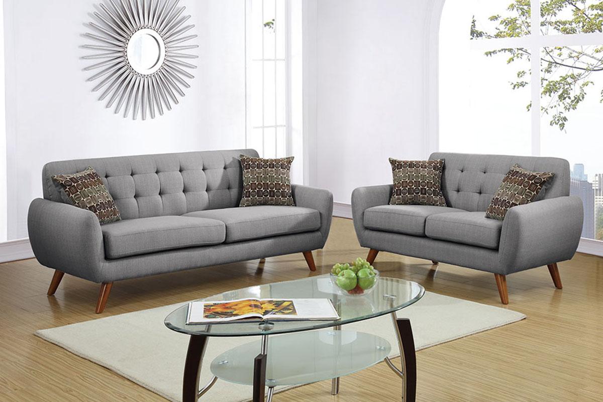 Contemporary, Modern Sofa Loveseat F6912 F6912 in Gray Fabric