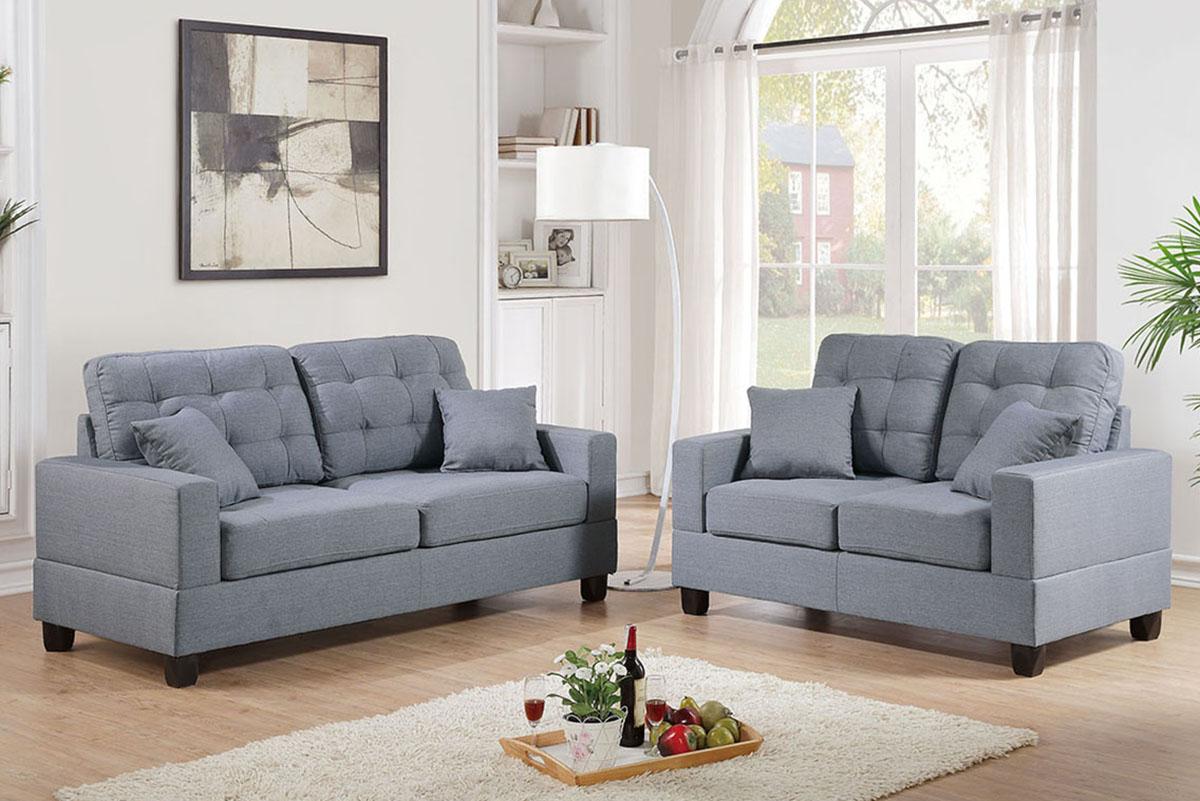 Modern Sofa Loveseat F7858 F7858 in Gray Fabric