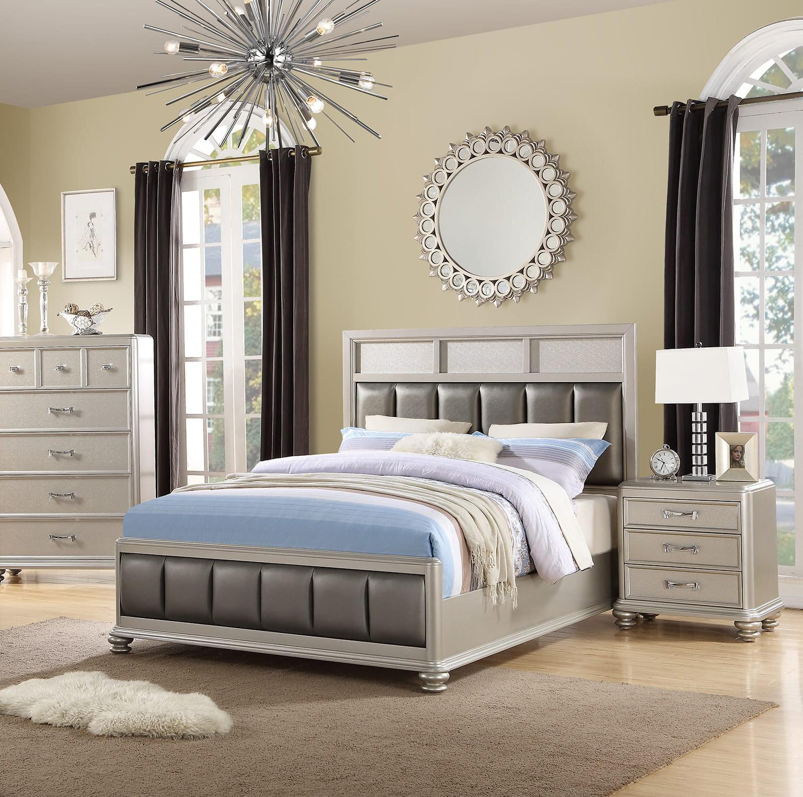 

    
Modern Gray Faux Leather Calif. King Bed F9356 Poundex
