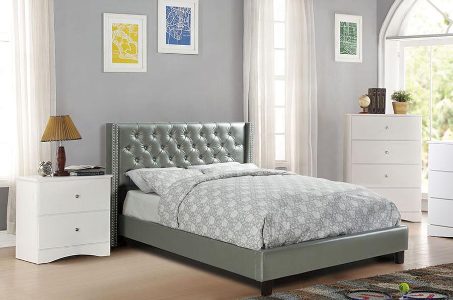

    
Poundex Furniture F9373 Platform Bed Gray F9373Q
