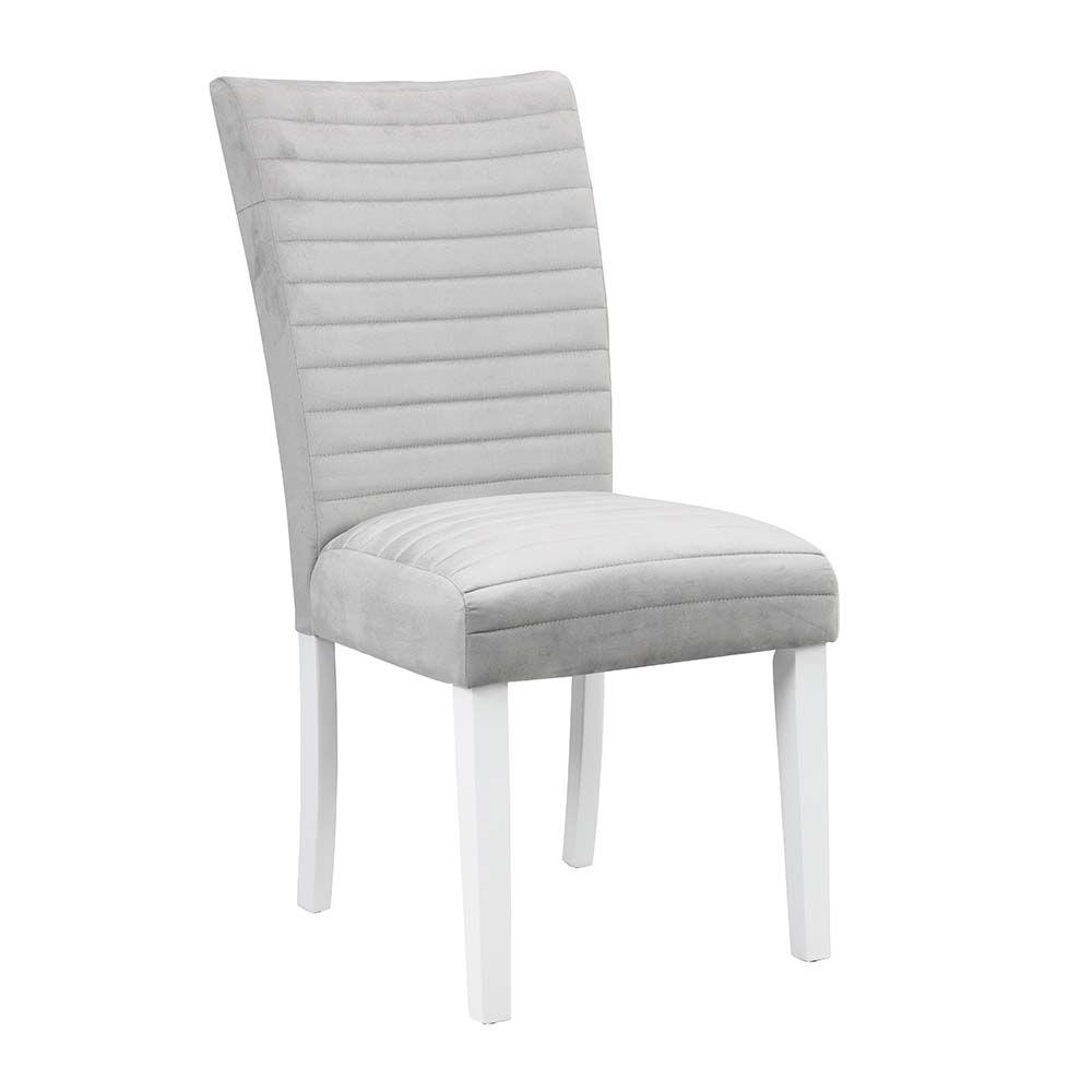 Modern Side Chair Set Elizaveta DN00815-2pcs in White, Gray Velvet