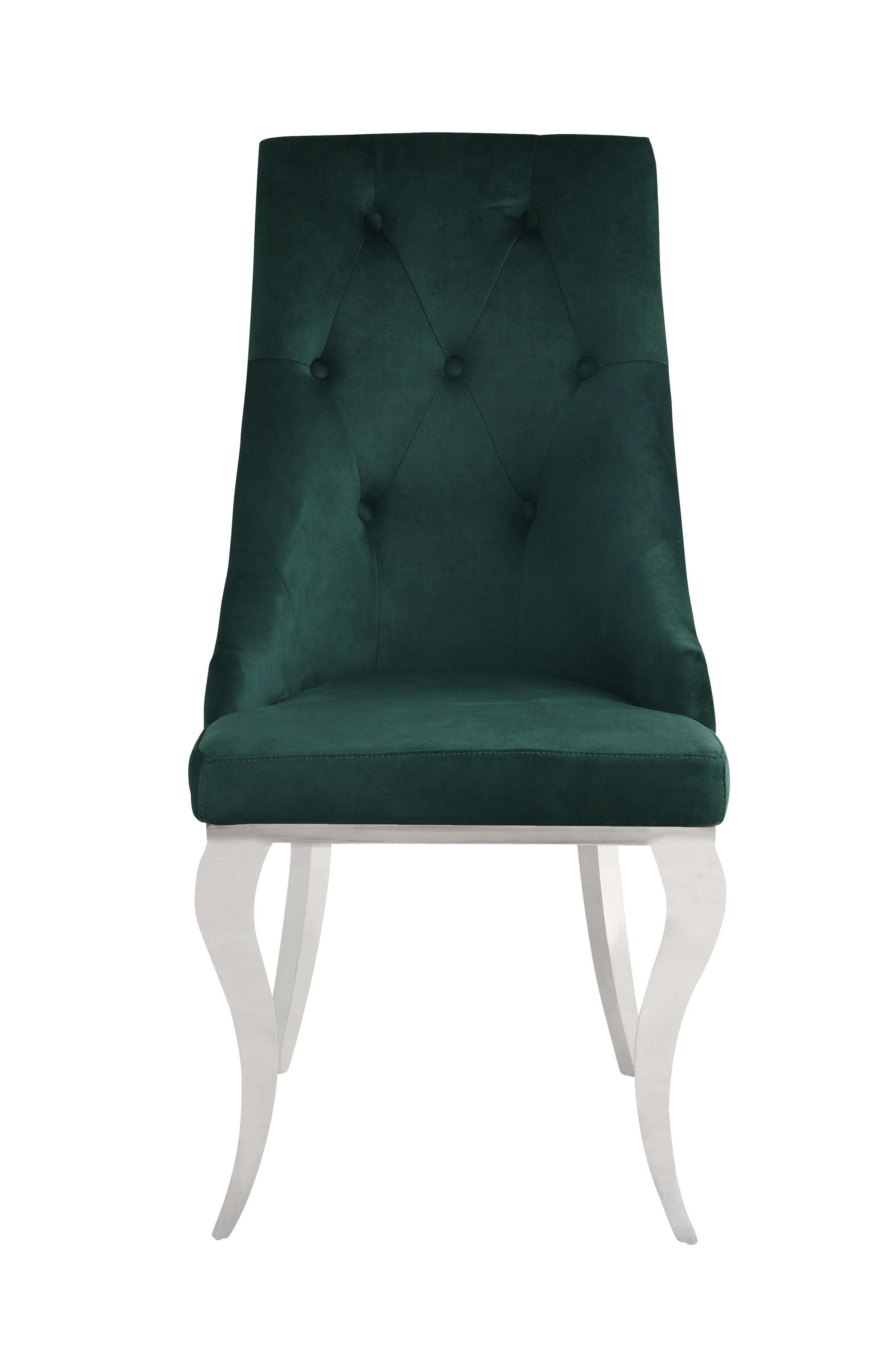 

    
Modern Green Fabric & Stainless Steel 2x Dining Chairs by Acme Dekel 70142-2pcs
