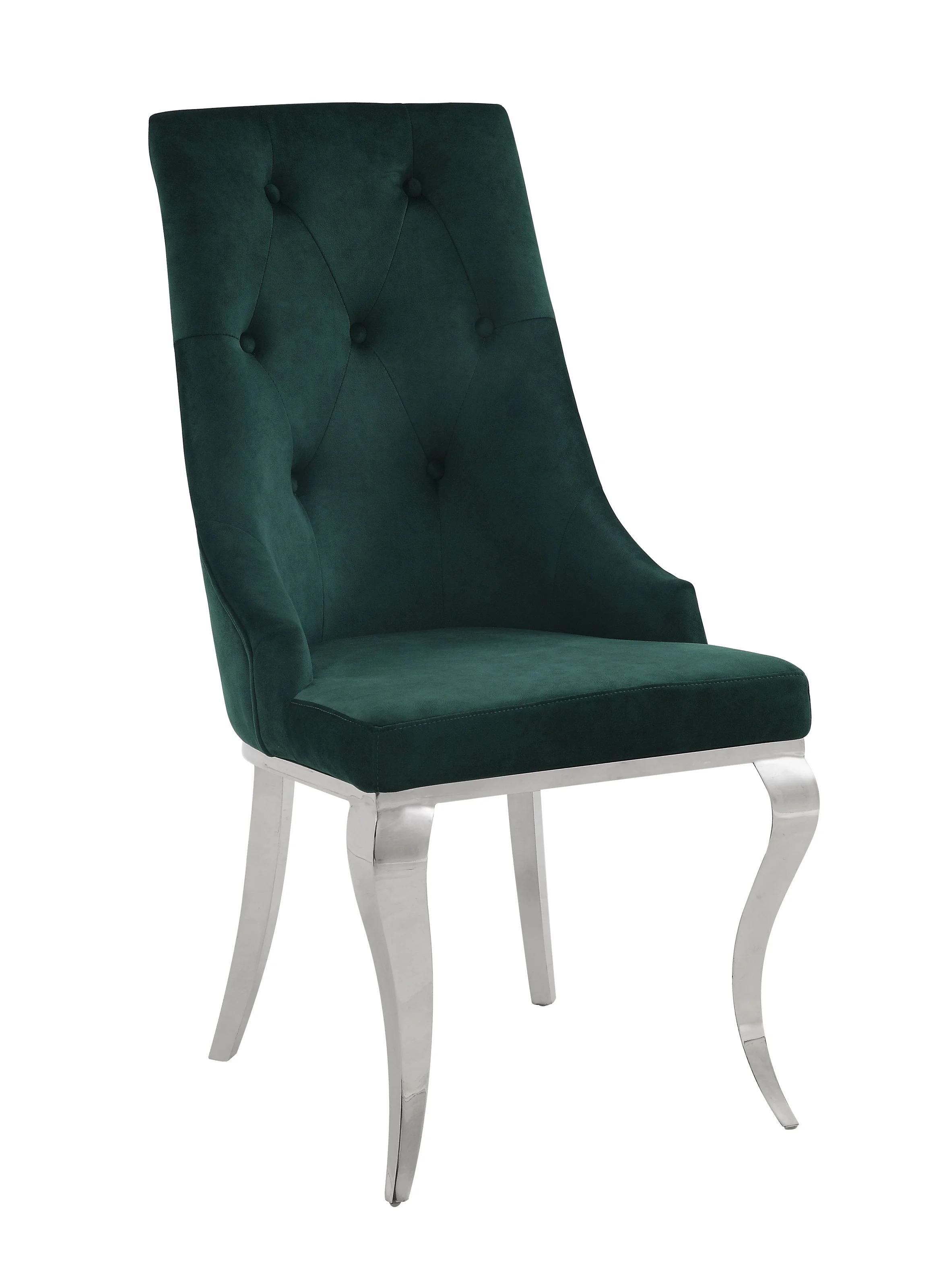 Modern Dining Chair Set Dekel 70142-2pcs in Green 