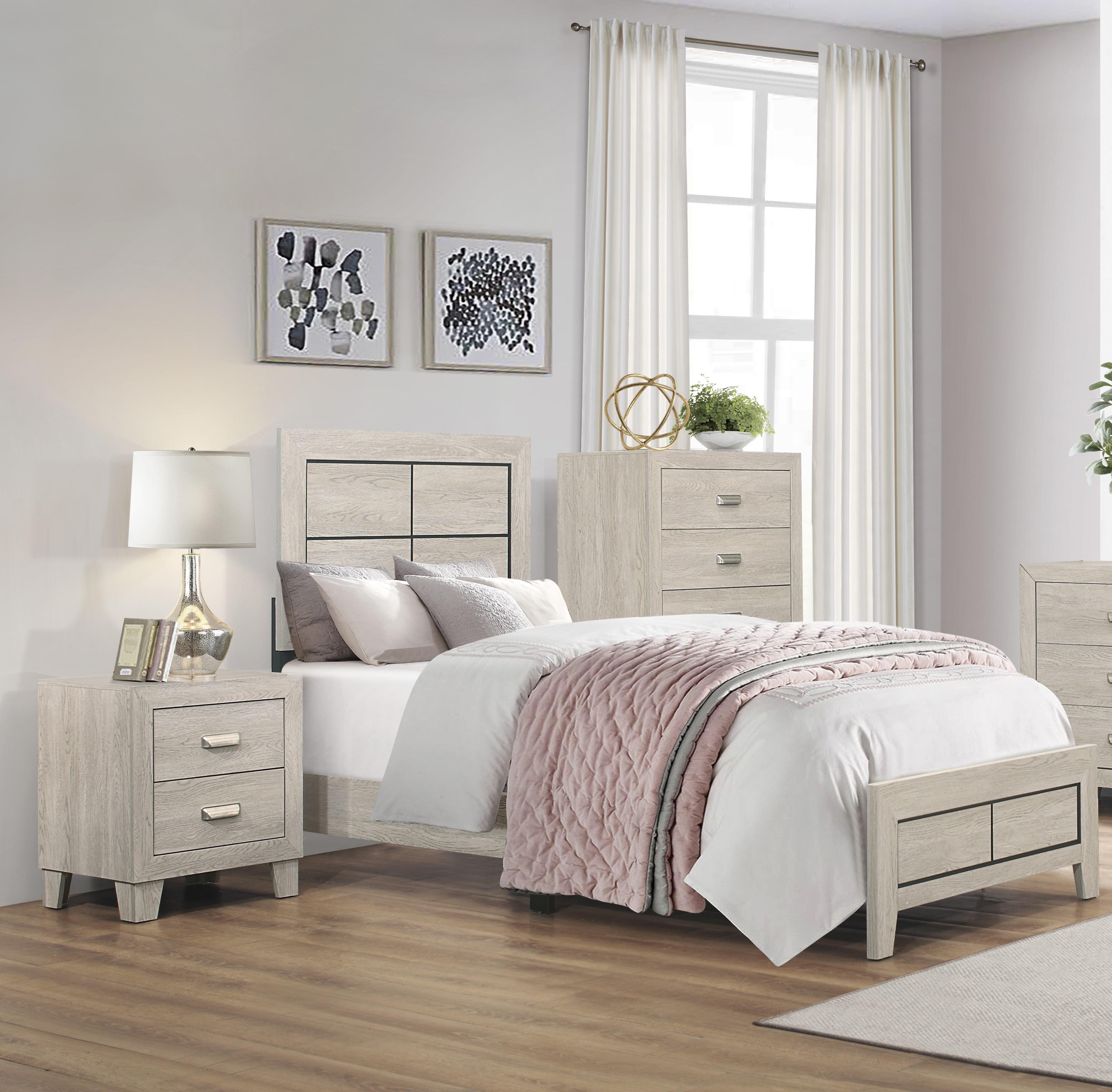 Modern Bedroom Set 1525T-1-3PC Quinby 1525T-1-3PC in Light Brown 