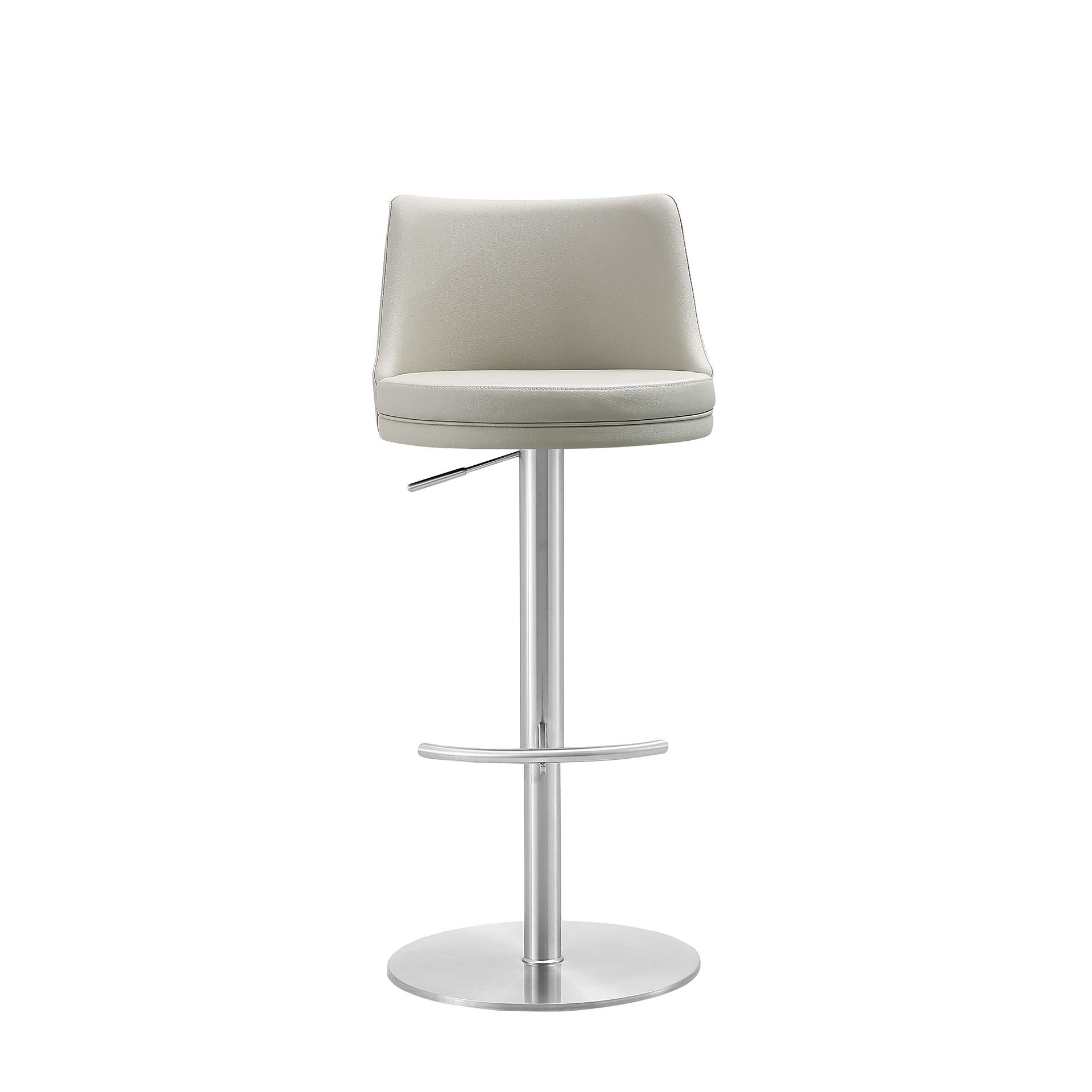 Modern Bar Stool BS1715P-SLV/LGRY Carter BS1715P-SLV/LGRY in Light Gray Faux Leather