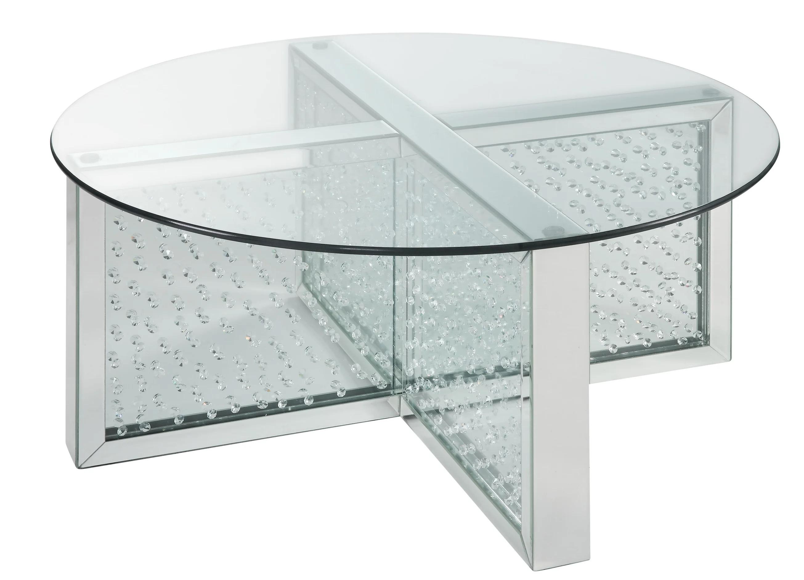

    
Modern Mirrored & Faux Crystals Coffee Table by Acme Nysa 80215
