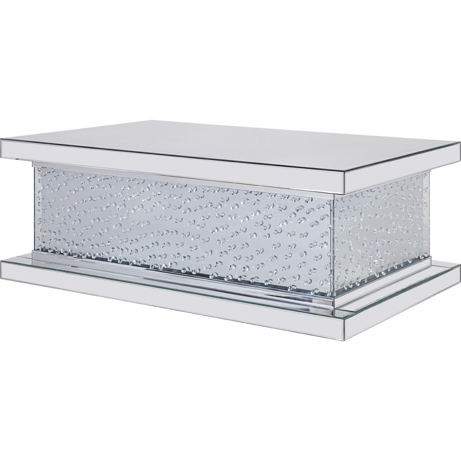 

    
Modern Mirrored & Faux Crystals Coffee Table by Acme Nysa 81410
