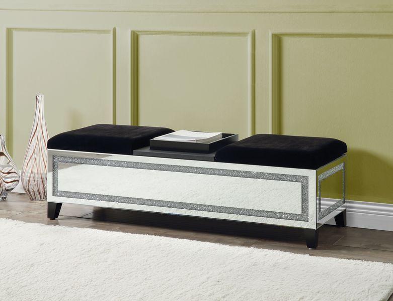 

    
Modern Mirrored & Faux Diamonds Bench by Acme Noralie AC00533
