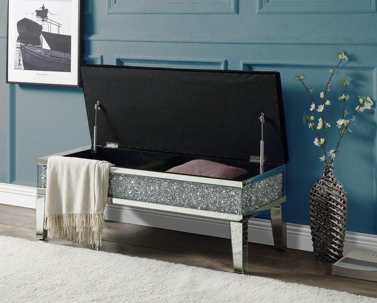 

    
Modern Mirrored & Faux Diamonds Bench by Acme Noralie AC00535
