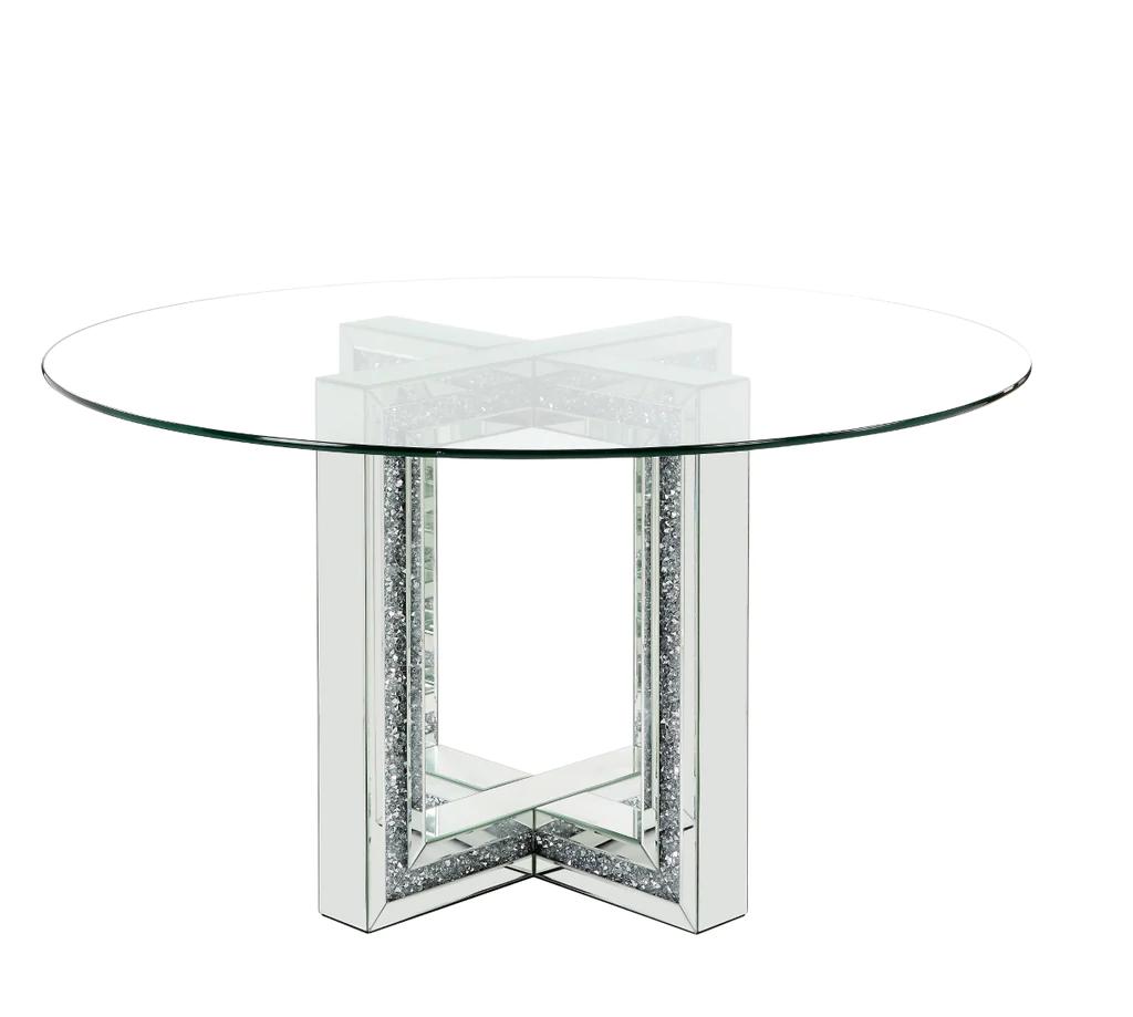 

    
Modern Mirrored & Faux Diamonds Dining Table by Acme Noralie DN00715
