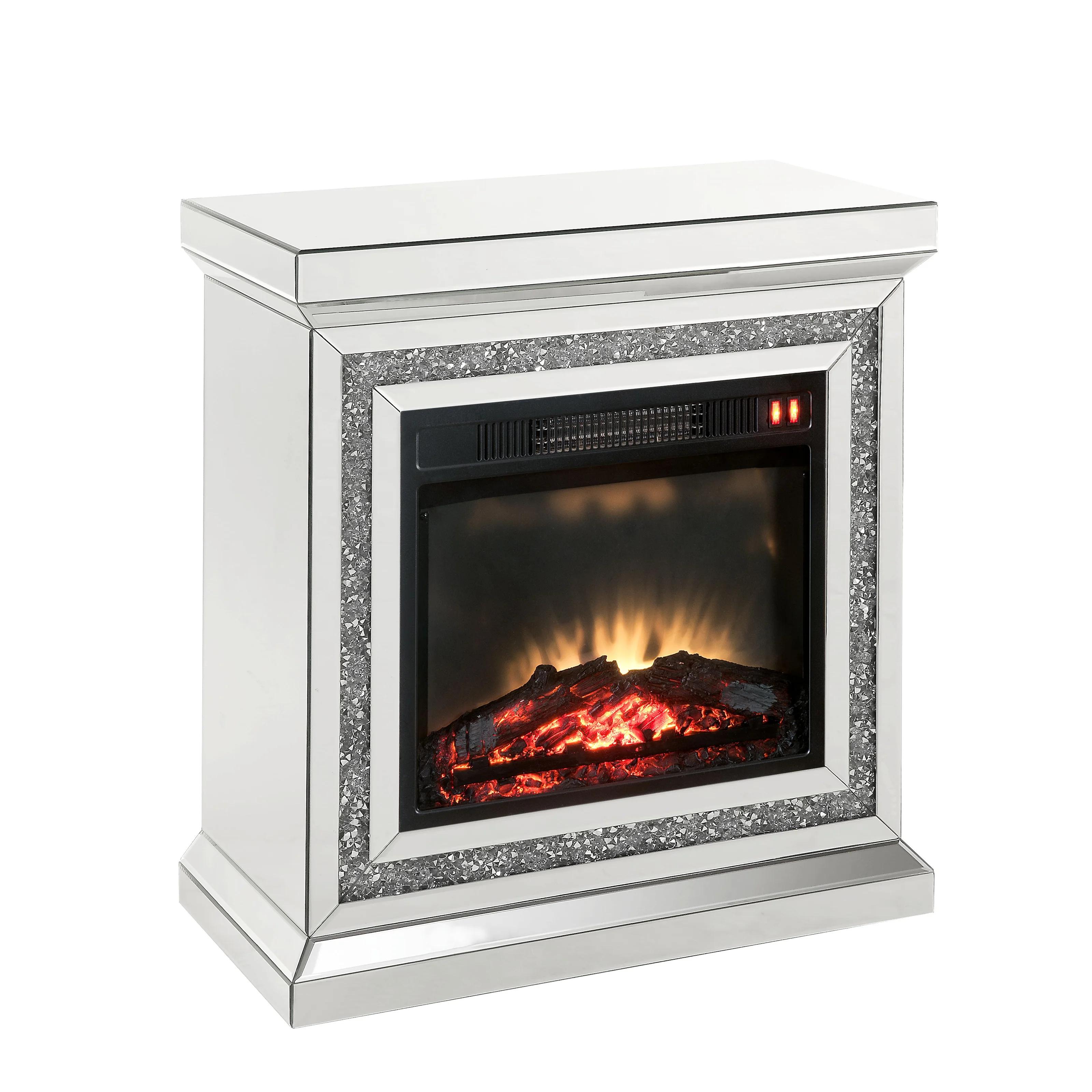 

    
Modern Mirrored & Faux Diamonds Fireplace  by Acme Noralie 90868
