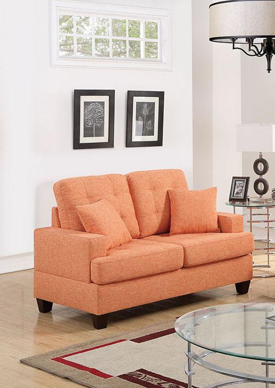 

    
Orange Fabric Sofa Loveseat Set 2-Pcs  F6503 Poundex Modern
