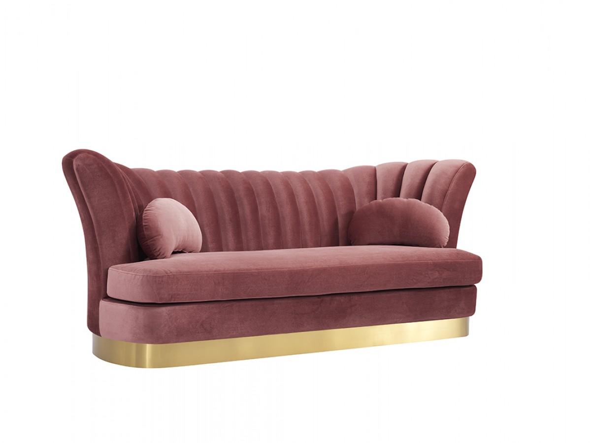 

    
Glam Pink Velvet & Gold Channel Tufted Sofa Divani Casa Arvada VIG Modern
