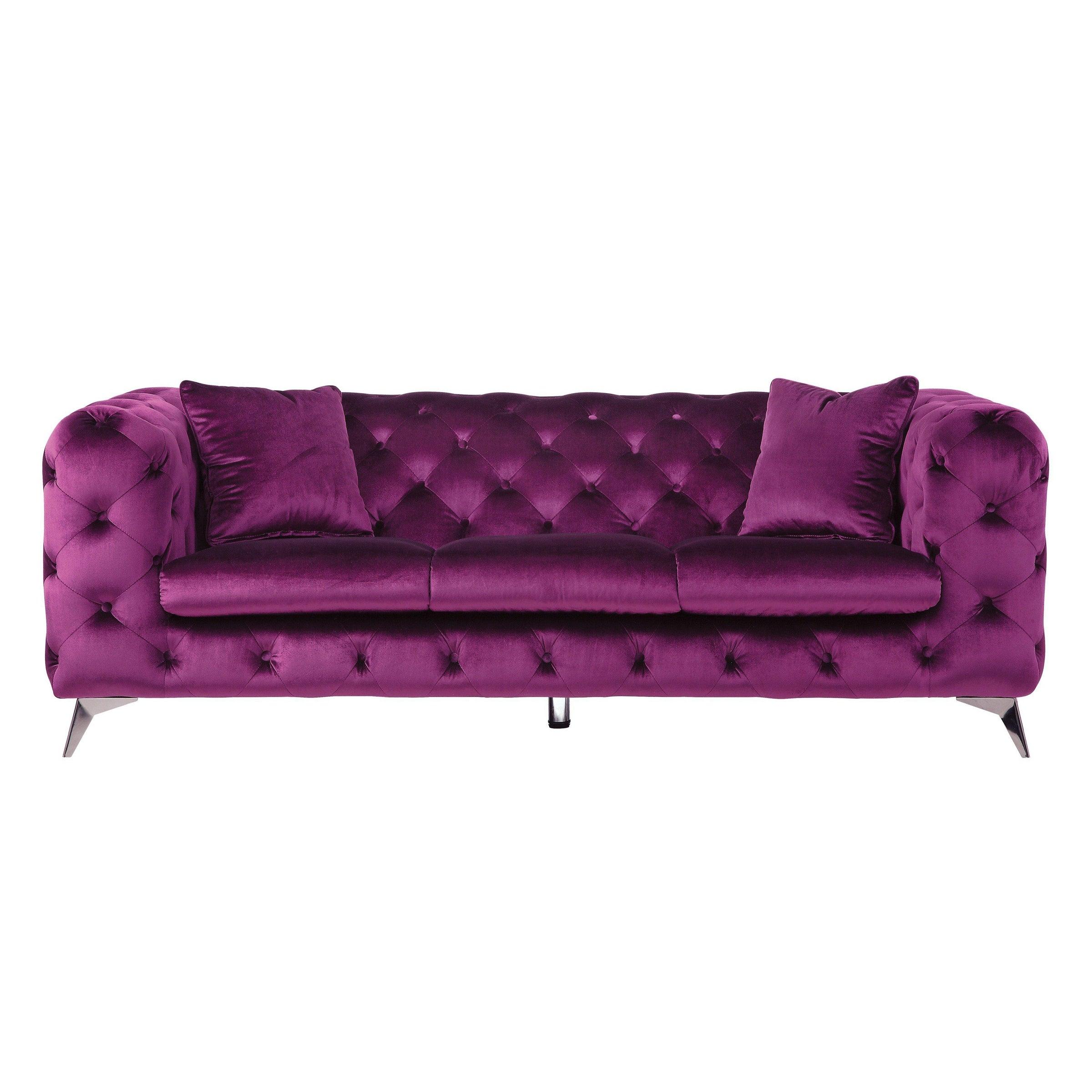 

                    
Acme Furniture Atronia Sofa and Loveseat Set Purple Fabric Purchase 

