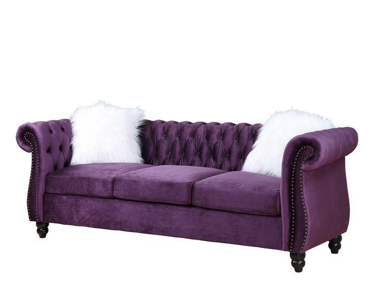 

    
Modern Purple Velvet Sofa + Loveseat by Acme Thotton LV00340-2pcs
