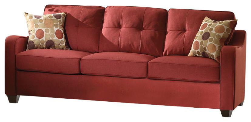 Modern Sofa Cleavon II 53560 in Red Linen