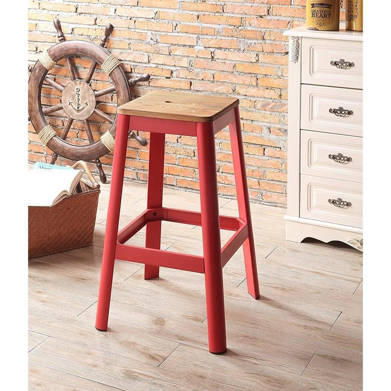 

    
Modern Red & Natural Bar Stool by Acme Jacotte 72334
