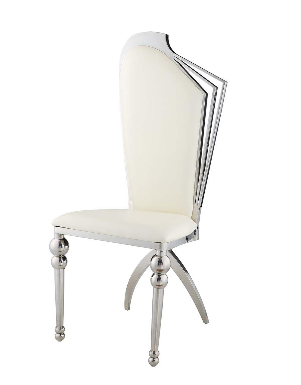 Modern Side Chair Set Cyrene DN00928-2pcs in White PU