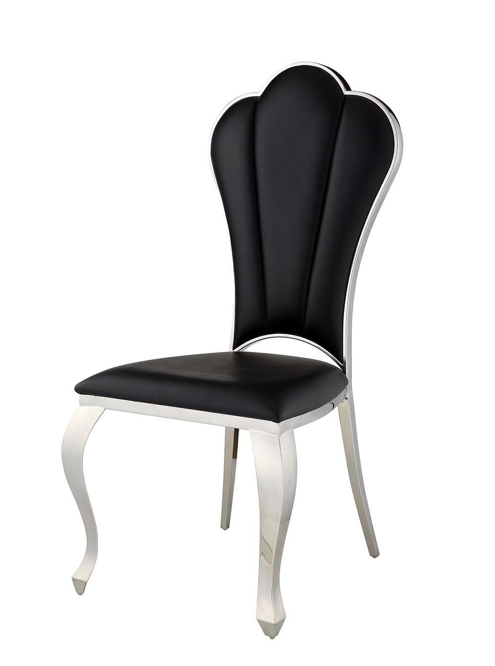 Modern Side Chair Set Cyrene DN00927-2pcs in Black PU