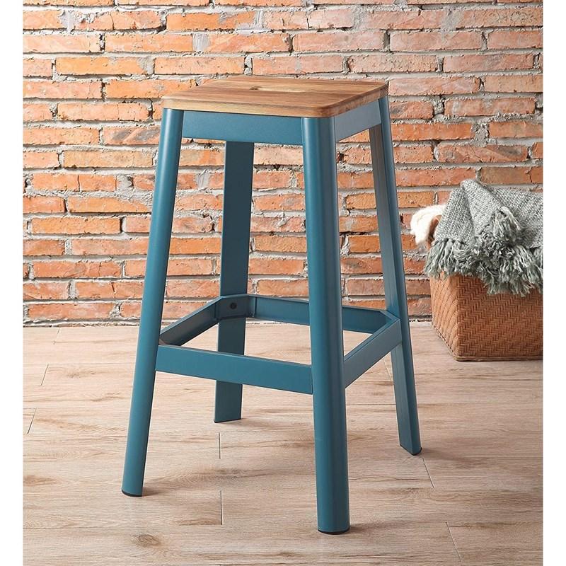 

    
Modern Teal & Natural Bar Stool by Acme Jacotte 72333
