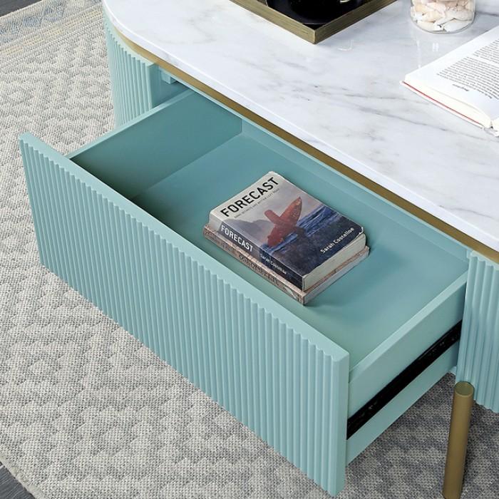 

        
Furniture of America Koblenz Coffee Table CM4412GR-C-CT Coffee Table White/Teal  42254651654987
