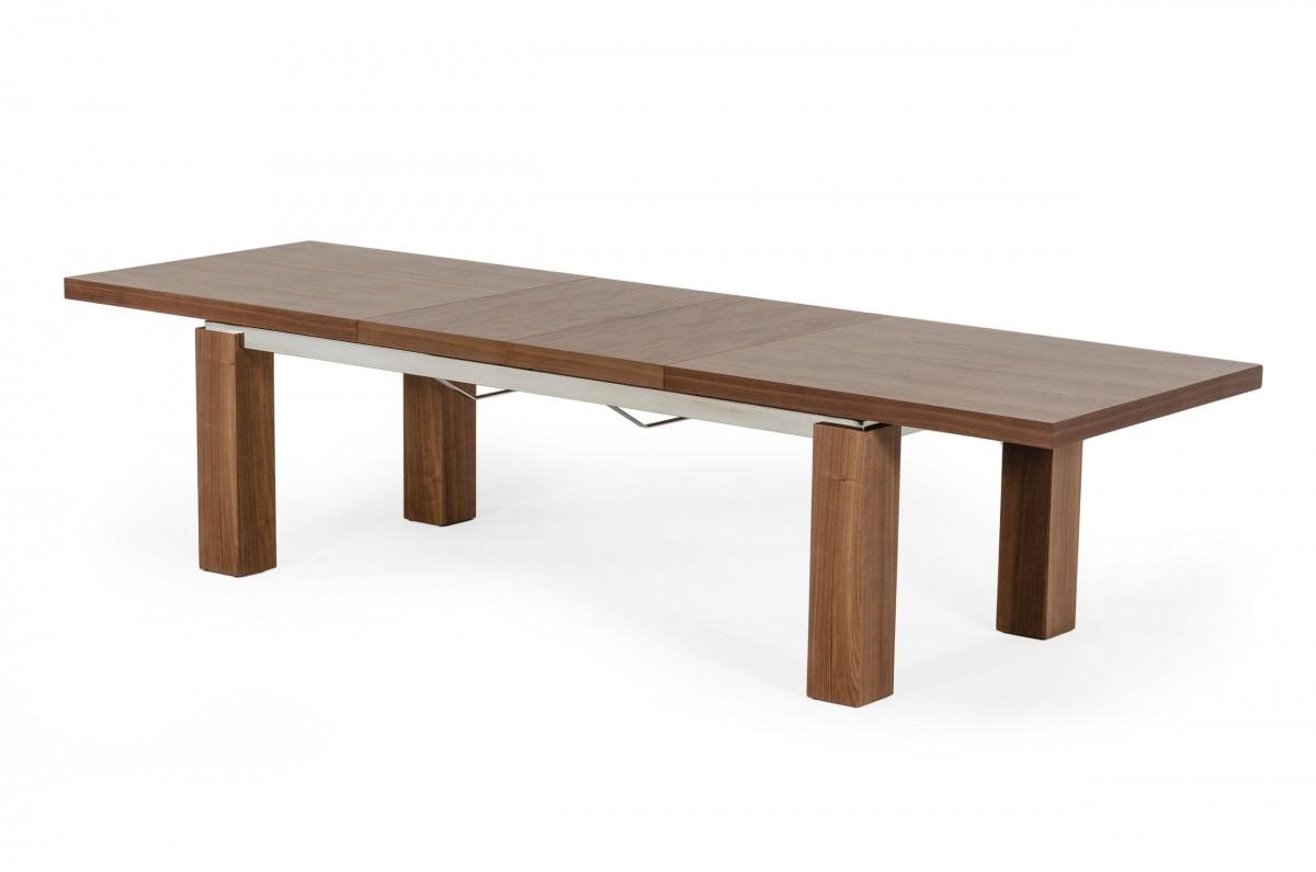 

    
Modern Walnut & Stainless Steel Dining Table by VIG Modrest Maxi
