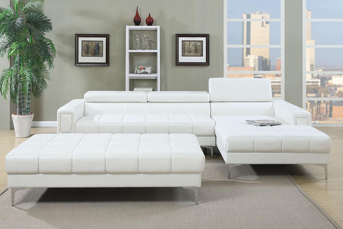Modern Sectional Sofa F7364 F7364 in White Bonded Leather