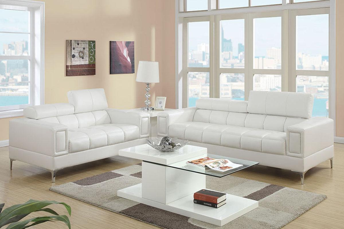 Modern Sofa Loveseat F7240 F7240 in White Bonded Leather