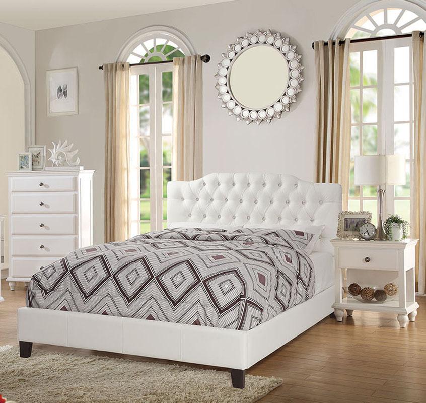 

    
Poundex Furniture F9350 Platform Bed White F9350CK
