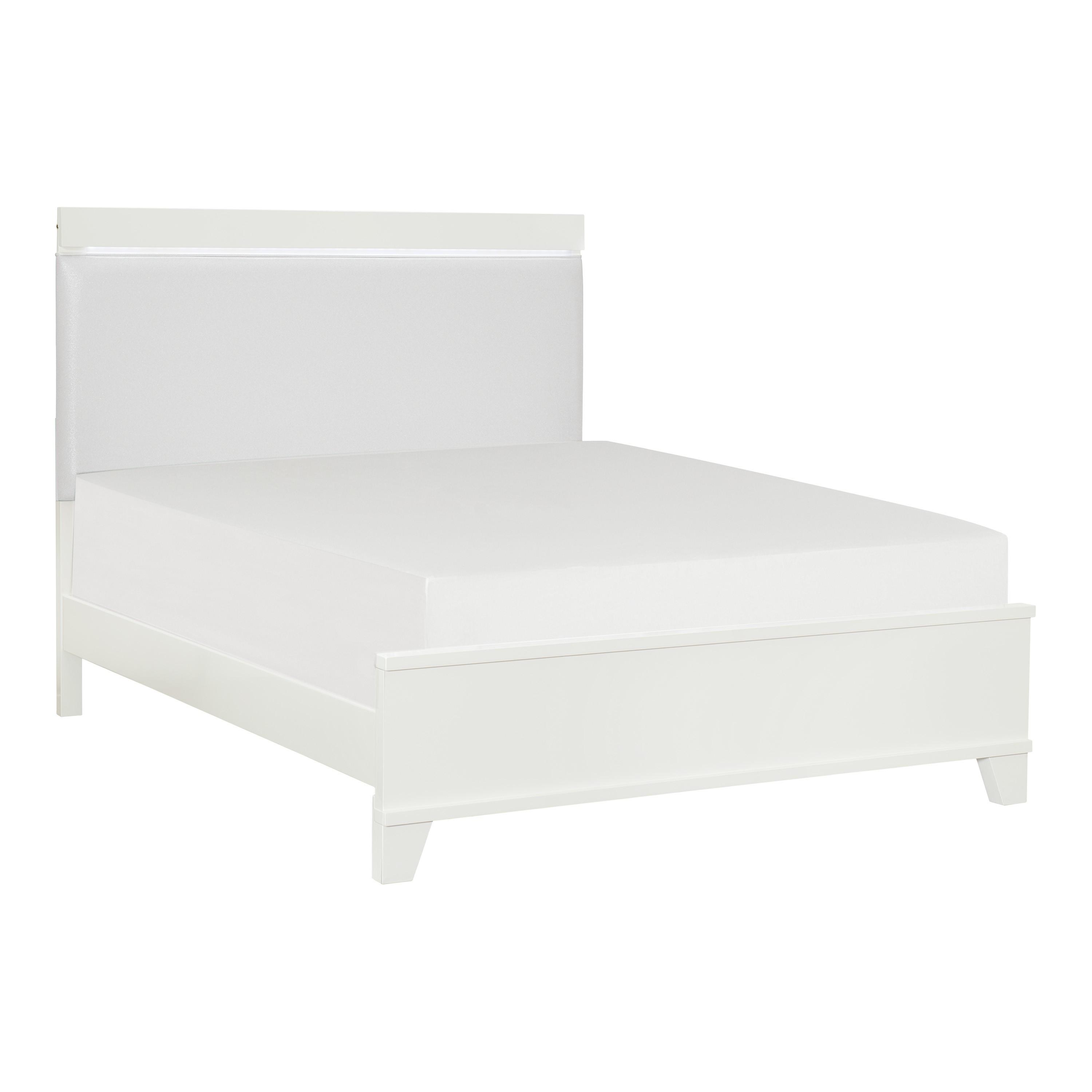 

    
Modern White High Gloss Wood Full Bedroom Set 3pcs Homelegance 1678WF-1* Kerren
