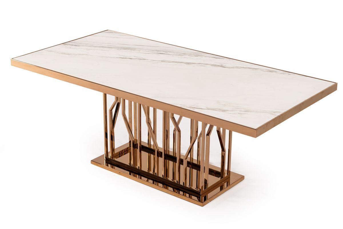 

    
Modern White Marble & Rosegold Dining Table by VIG Modrest Marston
